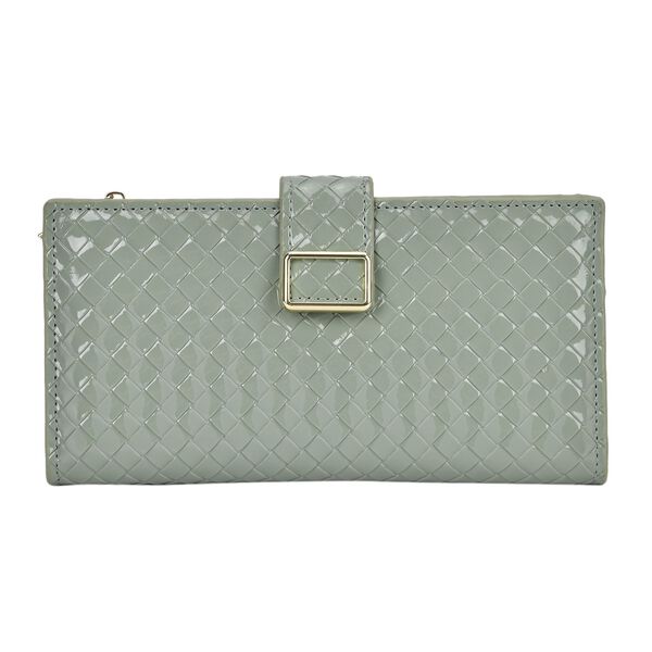 Gepr&auml;gte PU-Leder Brieftasche mit gewebtem Muster und RFID-Schutz, Gr&ouml;&szlig;e: 19.5x2.5x9.5cm, dunkel braun