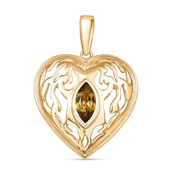 D Joy Nat&uuml;rlicher goldener Tansanit Anh&auml;nger 925 Silber 750 Gelb Vergoldet ca. 0.52 ct