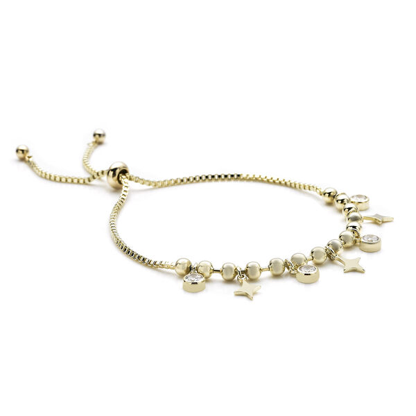 Wei&szlig;er Zirkonia Bolo Armband ca. 15.25 cm Gold tone ca. 0,20 ct image number 3