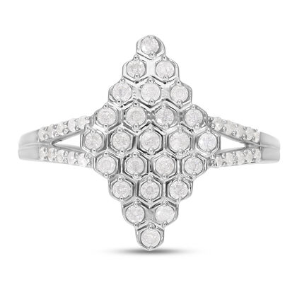 Diamant Cluster Ring 925 Silber platiniert (Größe 16.00) ca. 0,50 ct