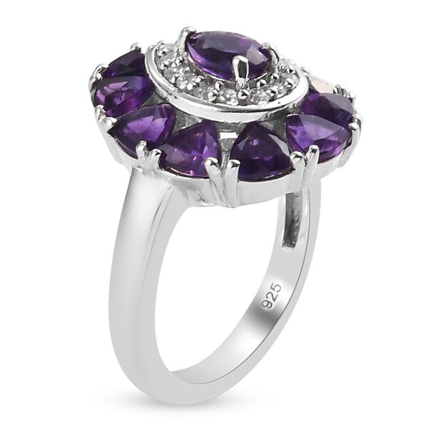 Lusaka Amethyst und Zirkon Ring 925 Silber Platin-&Uuml;berzug image number 5