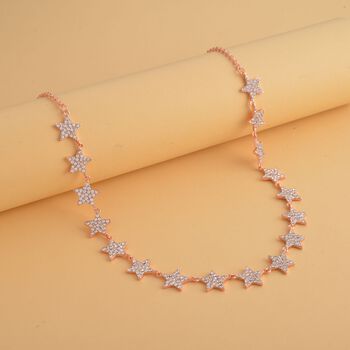 Wei&szlig;e Kristall-Halskette in Ros&eacute;goldton - 20 ct.