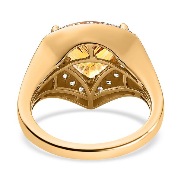 AA Serra Gaucha Citrin, Wei&szlig;er Zirkon Ring, 925 Silber Gelbgold Vermeil, (Gr&ouml;&szlig;e 17.00) ca. 3.65 ct image number 6