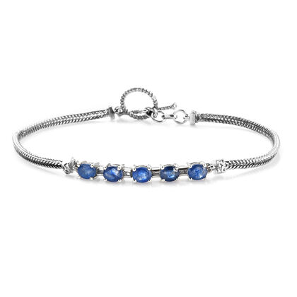 Masoala Saphir und Zirkon-Armband, (Fissure gefüllt), ca. 20 cm, 925 Silber platiniert, ca. 2,78 ct