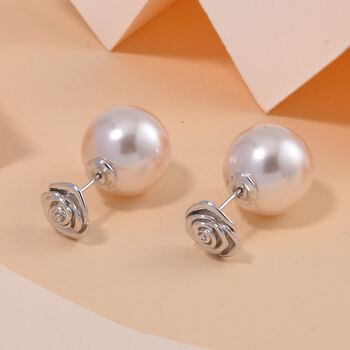 Wei&szlig;e Muschelkernperle Ohrringe - 18 ct.