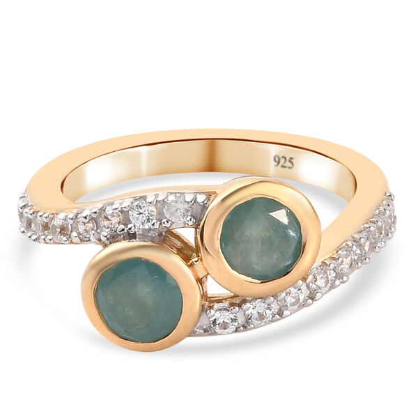 Grandidierit und Zirkon Bypass Ring 925 Silber vergoldet  ca. 1,34 ct