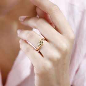 AA natürlicher, goldener Tansanit und Zirkon-Ring - 0,52 ct.