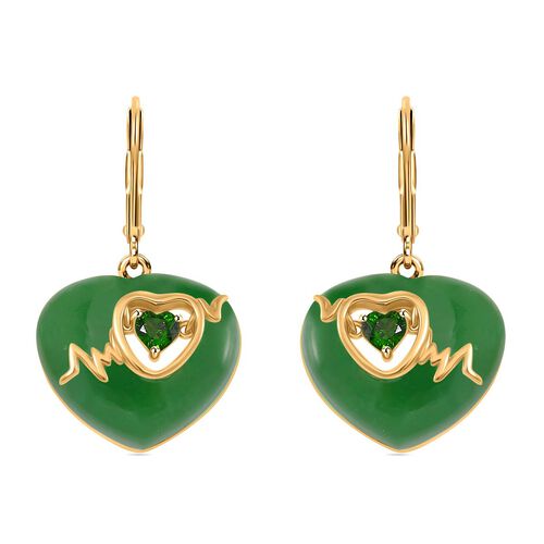 Grüne Jade, Natürlicher Chromdiopsid Ohrringe 925 Silber Gelbgold Vermeil ca. 17,00 ct image number 0