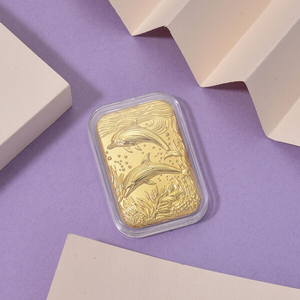 EXKLUSIVES GESCHENK 999er Goldbarren mit Delphin-Motiv, 10mg image number 2
