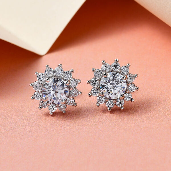 Wei&szlig;e Zirkonia-Ohrringe, 925 Silber platiniert ca. 4,47 ct image number 2