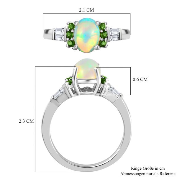 Nat&uuml;rlicher &Auml;thiopischer Opal und Mehrfarbige Edelstein Ring 925 Silber Platin-&Uuml;berzug image number 7
