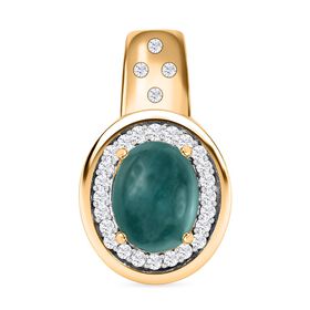 AA Grandidierit, Weißer Zirkon Anhänger 925 Silber Gelbgold Vermeil ca. 2,57 ct.