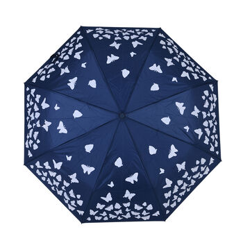 Farbwechsel-Regenschirm, Schmetterling, Dunkelblau