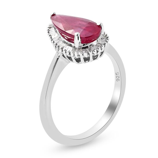 Afrikanischer Rubin und Diamant Halo Ring 925 Silber Platin-&Uuml;berzug image number 5