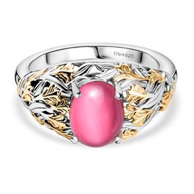 Mondlicht und Blüte - Djoy Maulbeer-Mondstein-Ring, 925 Silber platiniert und vergoldet (Größe 18.00) ca. 1.97 ct