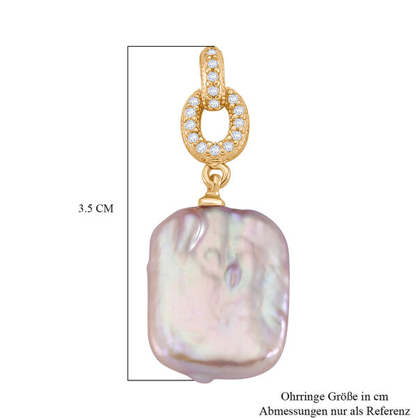 Mehrfarbige Keshi Perle, Weißer Zirkonia Ohrringe Nickelfreies Messing Standard image number 4