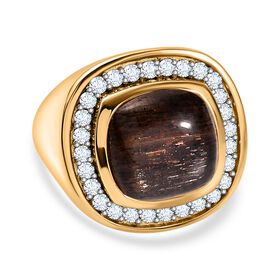 AA goldglänzender Mondstein und Zirkon-Ring