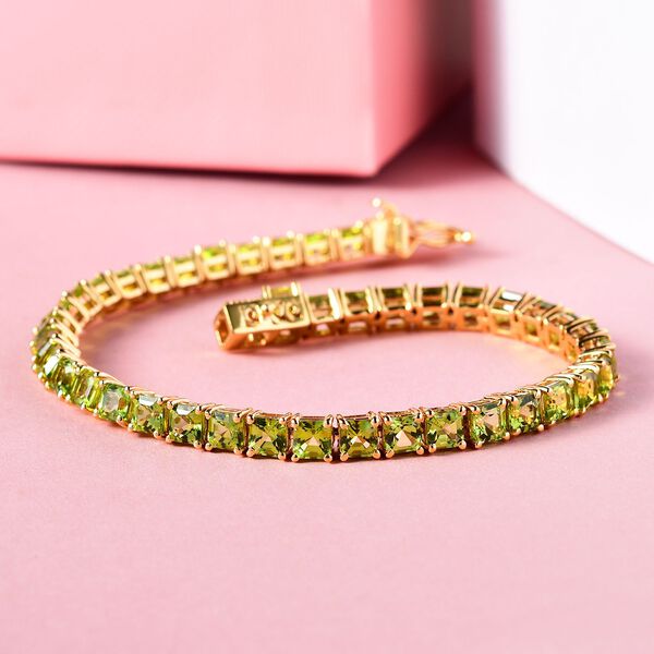 Natürliches Peridot-Armband, 925 Silber vergoldet, 19 cm, 14,68 ct. image number 2
