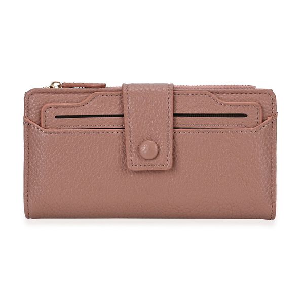 Multifunktional im eleganten Design, Wallet mit RFID-Schutz, Druckknopfverschluss, 20 Kartenfächer, Reißverschlussfach, 18x3x9 cm, Rosa