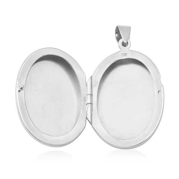 Ovaler Medaillon-Anhänger und Kette, 925 Silber rhodiniert, ca. 6,90g image number 4