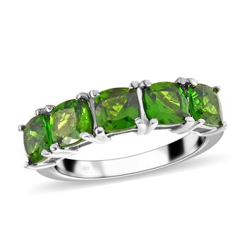 Nat&uuml;rlicher Chromdiopsid Ring, 925 Silber platiniert (Gr&ouml;&szlig;e 20.00) ca. 2.85 ct