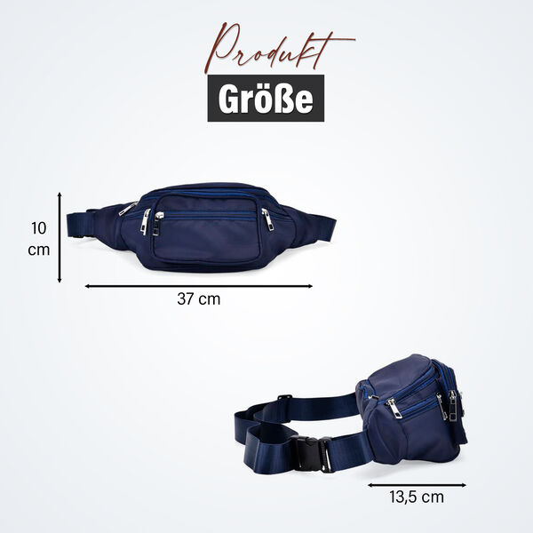 Nylon-G&uuml;rteltasche mit RFID-Schutz, 37x10x13,5cm, Marineblau image number 5