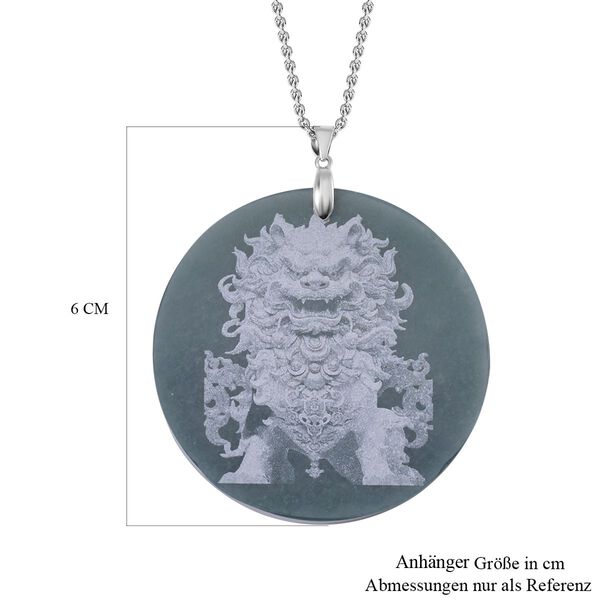 Nat&uuml;rlicher Olmek Jadeit L&ouml;we-Anh&auml;nger mit 50cm Kette - 190 ct. image number 6