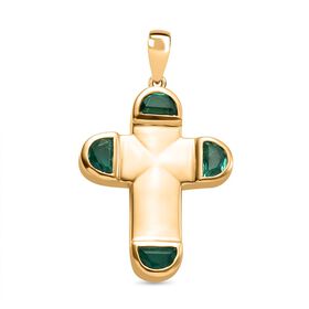 Smaragd Triplett Quarz Kreuz  Anhänger - 2,28 ct.