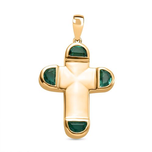 Smaragd Triplett Quarz Kreuz  Anhänger - 2,28 ct. image number 0