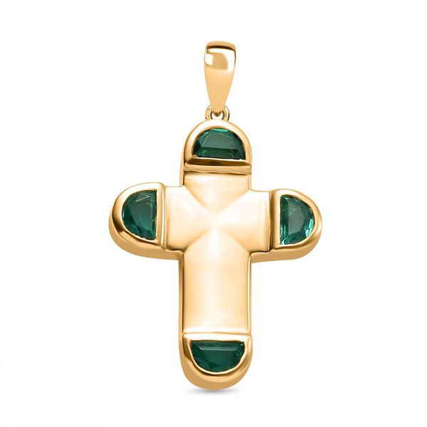 Smaragd Triplett Quarz Kreuz  Anh&auml;nger - 2,28 ct.