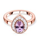 AA Martha Rocha Kunzit und weißer Zirkon-Ring, 925 Silber Roségold Vermeil (Größe 17.00) ca. 2,00 ct