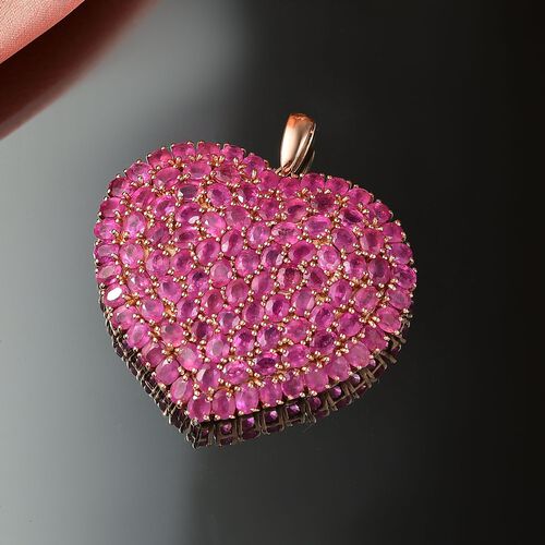 Ilakaka Rosa Saphir (Fissure gefüllt) Anhänger 925 Silber 750 Roségold Vermeil ca. 30.09 ct image number 1