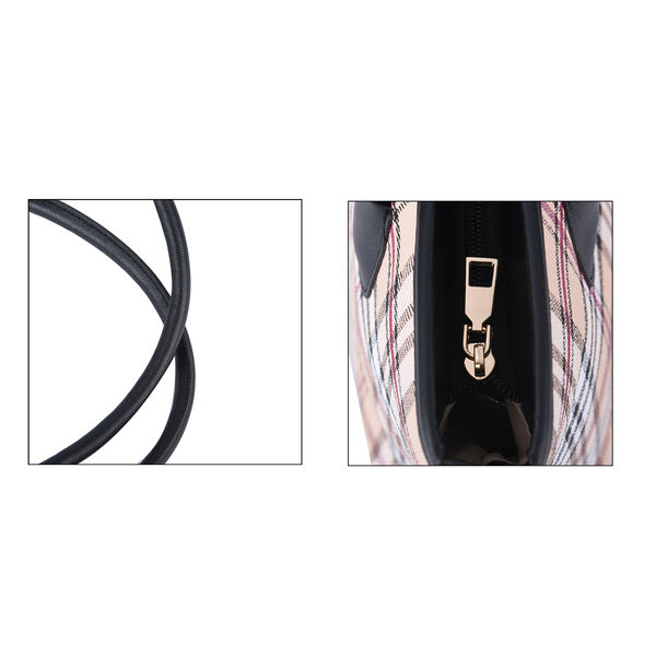 Moderne Handtasche, Streifenmuster, beige image number 5