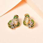 GP Trionfo Kollektion - AA Natürlicher, äthiopischer Welo Opal, Kanchanaburi Blauer Saphir Ohrringe, 925 Silber Gelbgold Vermeil ca. 2.20 ct