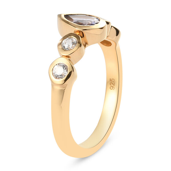 Tansanit und Zirkon Ring 925 Silber vergoldet  ca. 0,79 ct image number 5