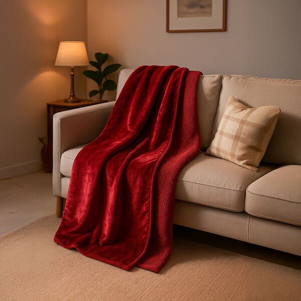Doppellagige wasserdichte Decke aus Flanell und Sherpa, 150x200 cm, Pink image number 0