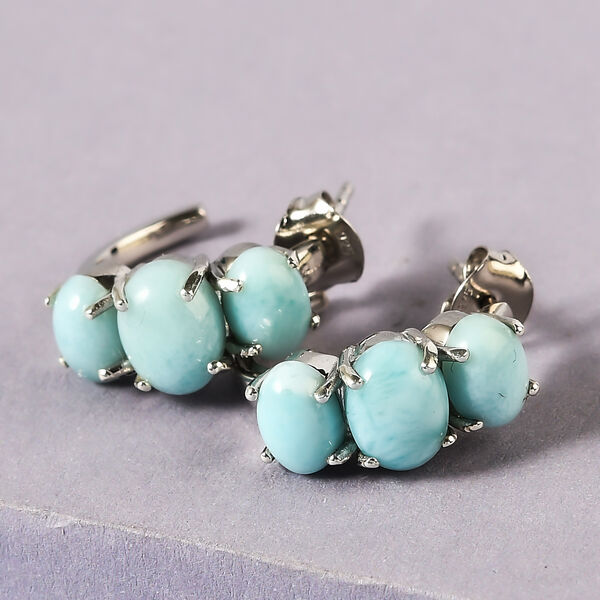 Larimar Creolen, 925 Silber platiniert ca. 6.41 ct image number 2