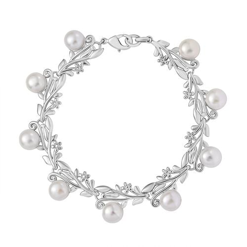 Süßwasser Perle (7.5-8 mm) Armband ca. 19 cm Messing image number 0
