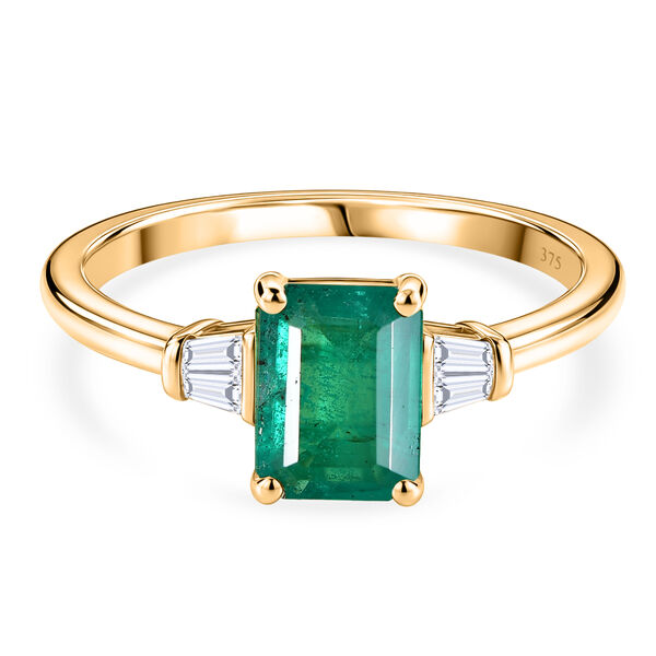 LUXORO AAA Kagem Sambischer Smaragd, Wei&szlig;er Diamant Ring 375 Gold (Gr&ouml;&szlig;e 19.00) ca. 1.73 ct