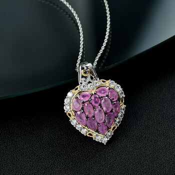 Ilakaka Rosa Saphir (Fissure gef&uuml;llt) Schmuckset 925 Silber rhodiniert ca. 4.38 ct