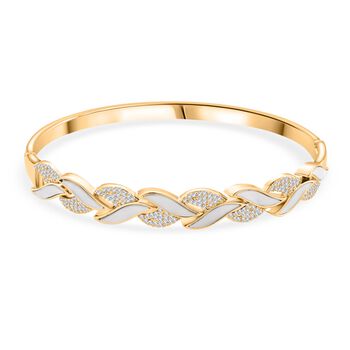 Wei&szlig;er Zirkonia, KokosnussMuschel Armreif ca. 19 cm Nickelfreies Messing