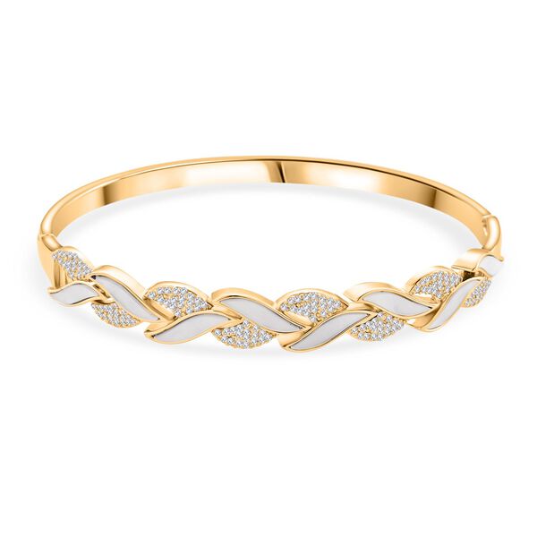 Wei&szlig;er Zirkonia, KokosnussMuschel Armreif ca. 19 cm Nickelfreies Messing