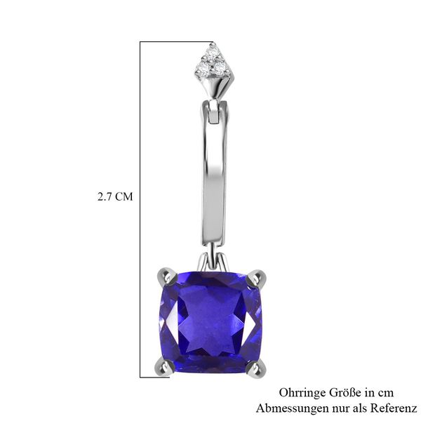 Tansanit-Farbe Quarz, Wei&szlig;er Zirkon Ohrringe 925 Silber platiniert ca. 5,55 ct. image number 6