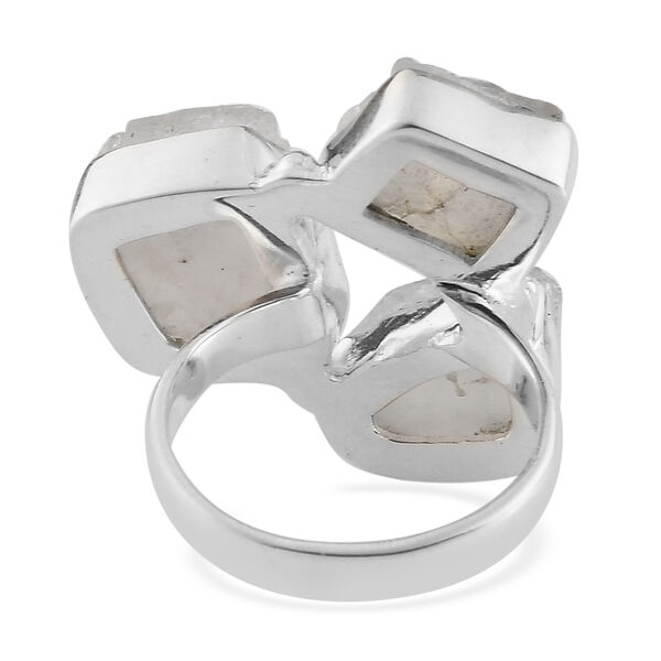 Regenbogen Mondstein 3-Stein-Ring, 925 Silber  ca. 11,60 ct image number 6