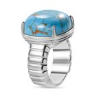 Blaues Türkis Ring, Edelstahl (Größe 18.00) ca. 13.98 ct image number 5