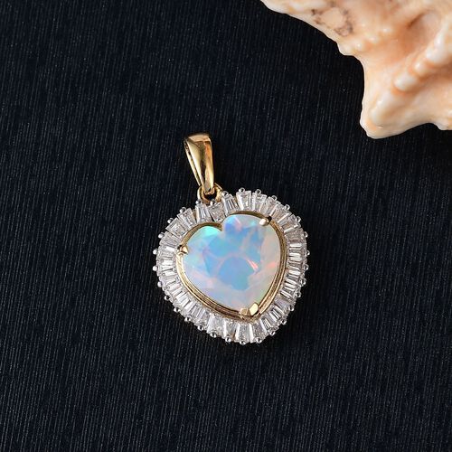 AA Natürlicher, äthiopischer Welo Opal und Moissanit Anhänger mit 50cm Kette - 2,39 ct. image number 1