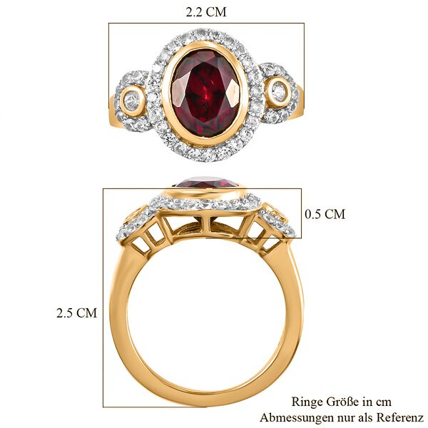 Rhodolith Granat und Zirkon Ring 925 Silber vergoldet  ca. 2,99 ct image number 7