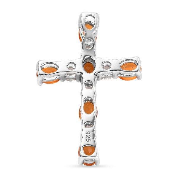 Salamanca Feueropal und wei&szlig;er Zirkon-Anh&auml;nger, 925 Silber platiniert ca. 1,16 ct image number 5