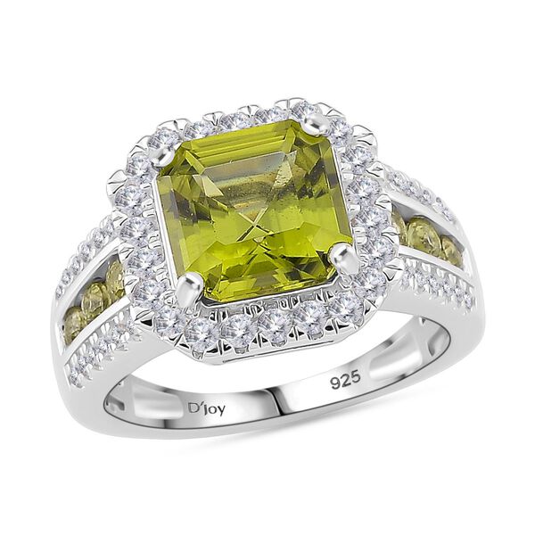 D'joy EXKLUSIVER ASSCHER SCHLIFF Premium Nat&uuml;rlicher Peridot, Moissanit Ring 925 Silber rhodiniert (Gr&ouml;&szlig;e 16.00) ca. 2.36 ct image number 3