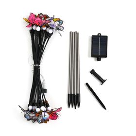 Set aus 4 solarbetriebenen Gartenlichtern in Schmetterlingsform, 8 Leuchtmodi, 70 cm